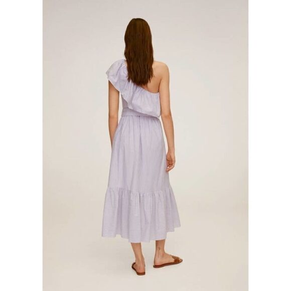Mango Asymmetric Belted Striped Cotton Dress - Picture 5 of 5